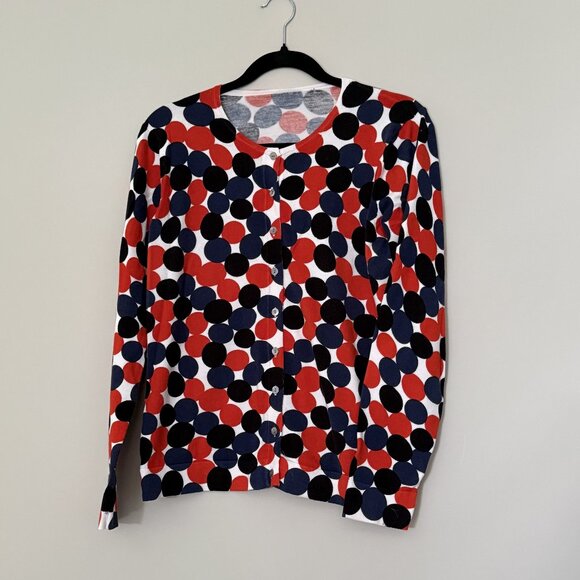 Circle Sweater Round Neck Long Sleeves Button Cardigan Red Black Blue Large - Picture 1 of 5